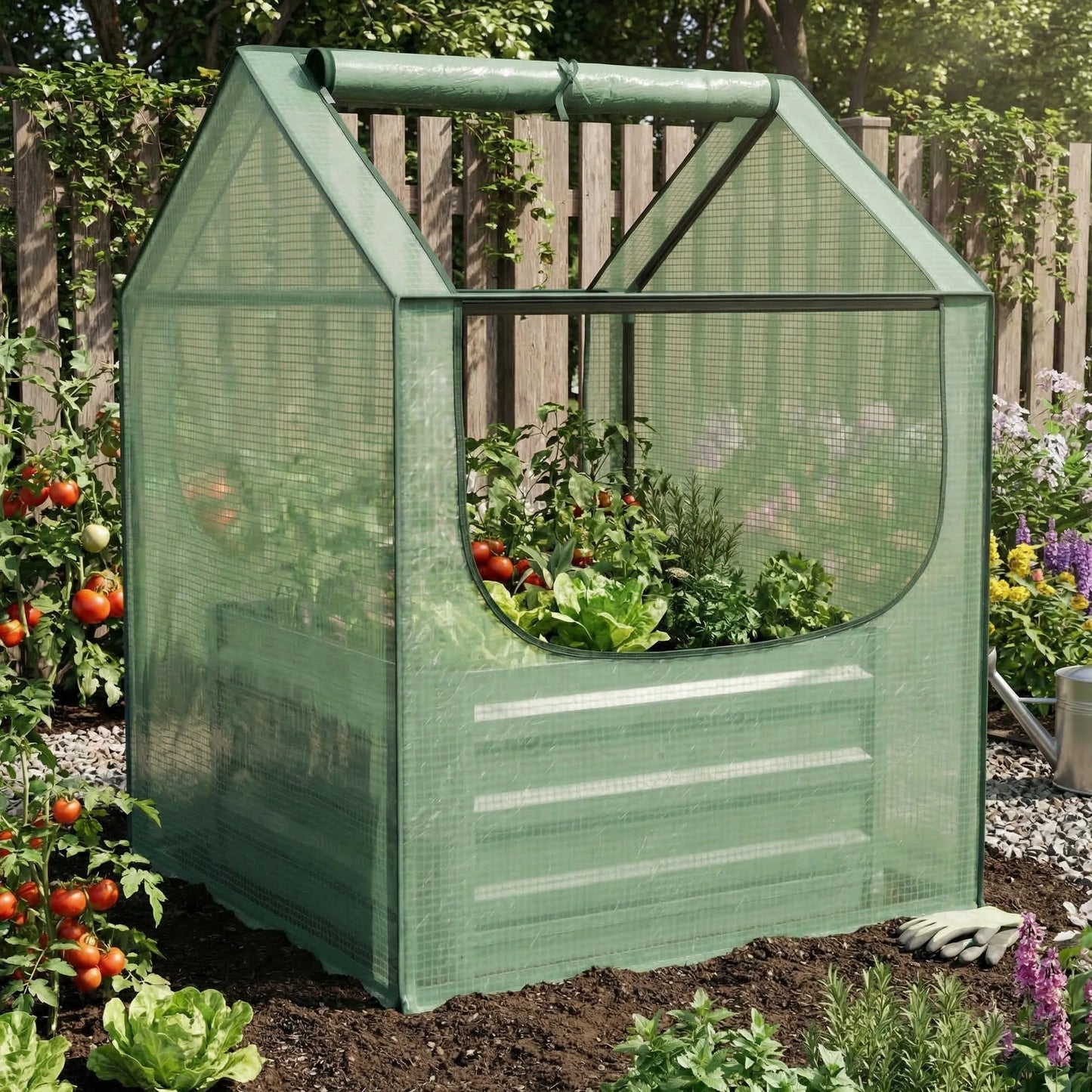Parklea Pets Galvanised Steel Planter Box with Greenhouse Cover